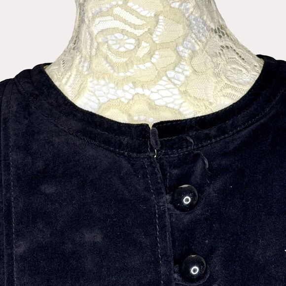 Elevenses Anthropologie Velvet Button Front Jacket Black 4 bv - Picture 7 of 7